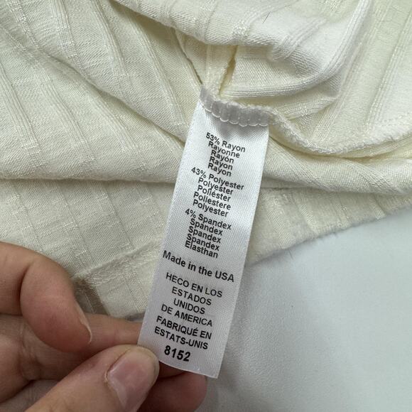 Michael Stars Sweater Womens Large White Jasper Ribbed Pullover Knit Soft Top - Picture 5 of 8